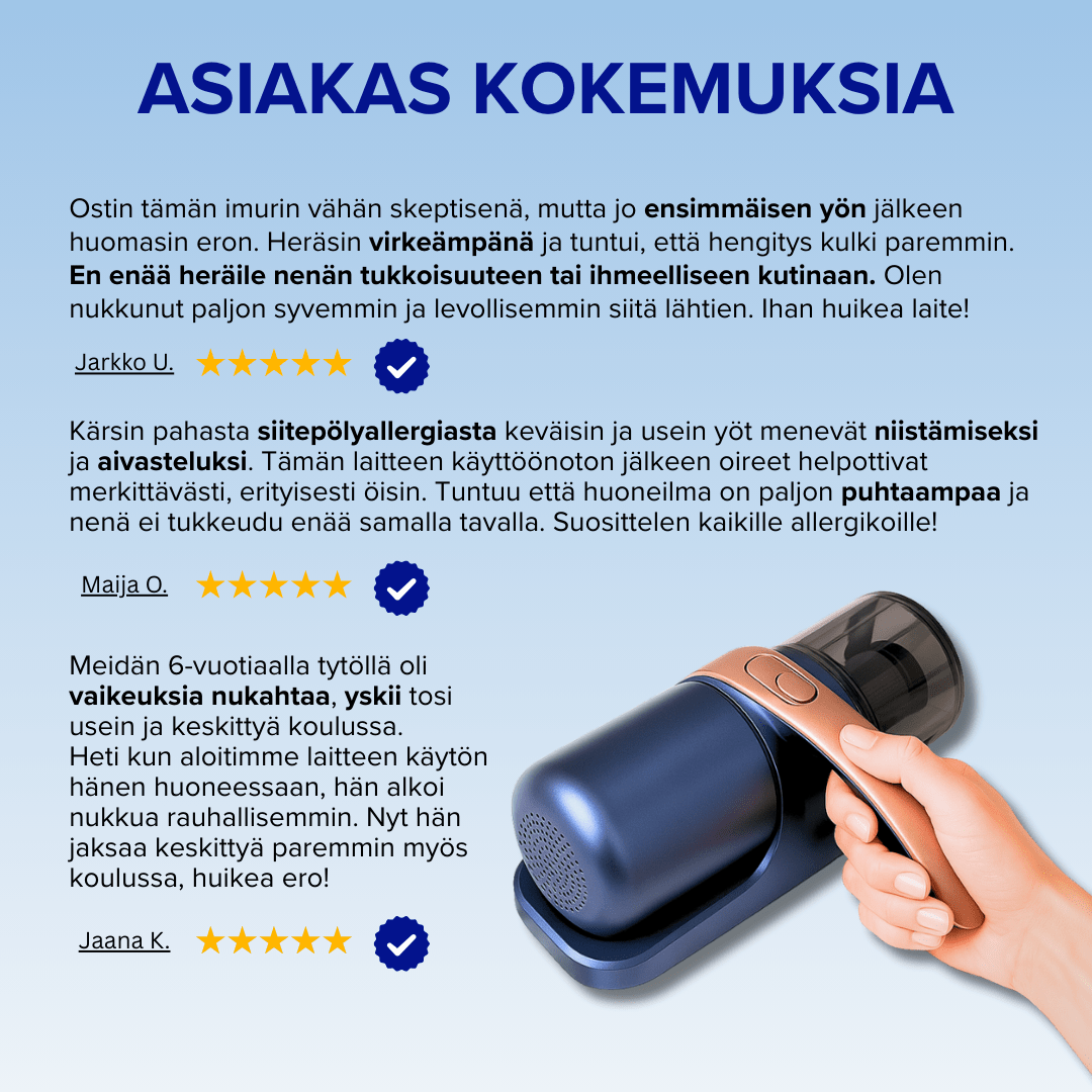 PureSleep Pro - Langaton pölypunkki - imuri - PureSleep.fi